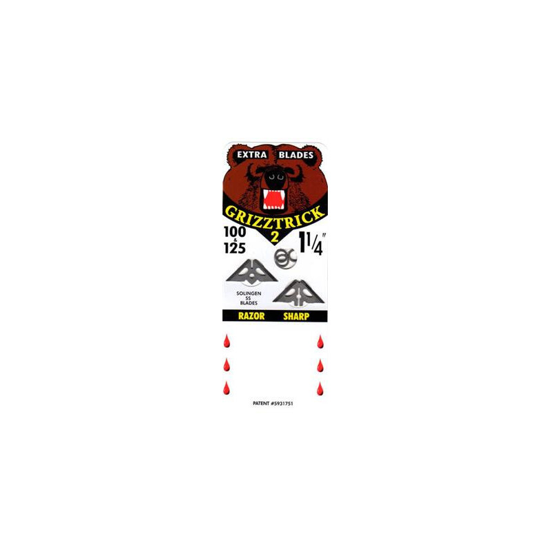 Lot de 4 lames de rechange pour pointe de chasse Slick Trick GrizzTrick 2 1 1/4 pouce - 14288 - Archerie.fr