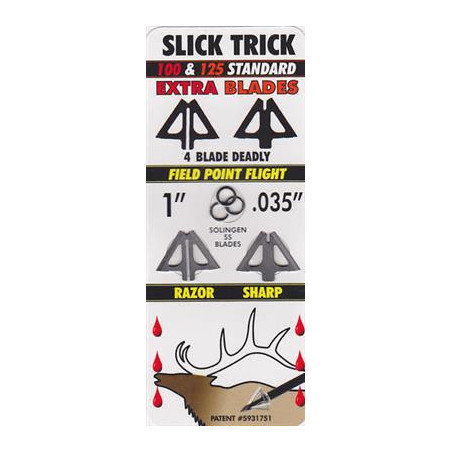 Lot de 4 lames de rechange pour pointes de chasse Slick Trick standard - 14291 - Archerie.fr