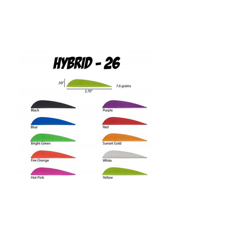 Lot de 100 plumes AAE Hybrid 26 - 17474 - Archerie.fr