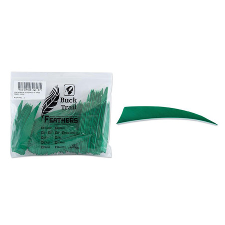 Lot de 100 plumes shield Buck Trail RW 4 pouces couleur unie - 24436 - Archerie.fr
