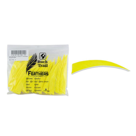 Lot de 100 plumes shield Buck Trail RW 4 pouces couleur unie - 24441 - Archerie.fr