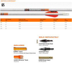 Tubes Easton 6,5mm White Out en carbone - 31225 - Archerie.fr
