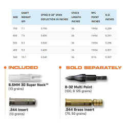 Pack de chasse + 6 flèches Easton Legacy 6.2 - 31624 - Archerie.fr