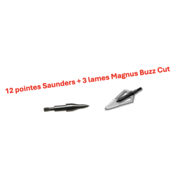 Pack 12 pointes Saunders + lames Magnus Buzz Cut - 40808 - Archerie.fr
