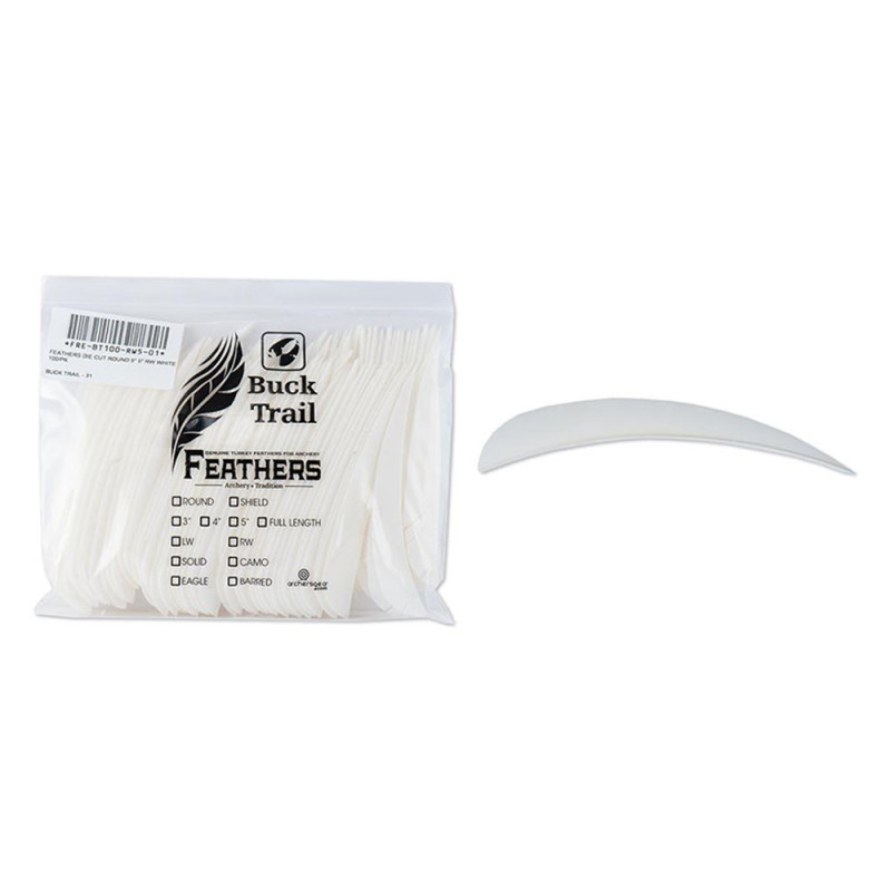 Lot de 100 plumes paraboliques Buck Trail LW 5 pouces couleur unie | Archerie.fr