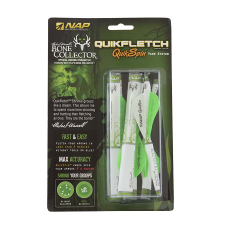 Empennages NAP QuickFletch QuickSpin Bone Collector 2" vert